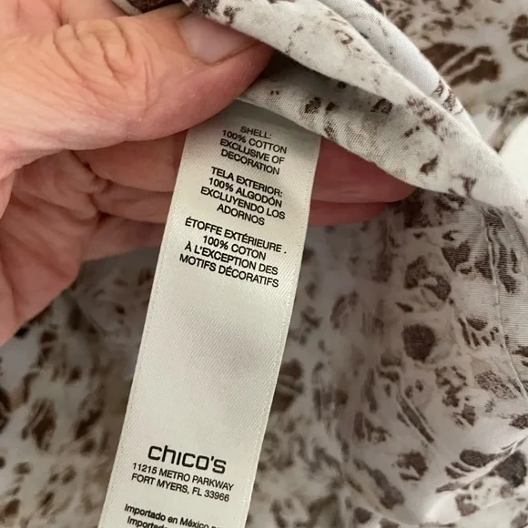 Chico's Animal Print Button Down Shirt - Brown and Cream - Picture 3 of 5